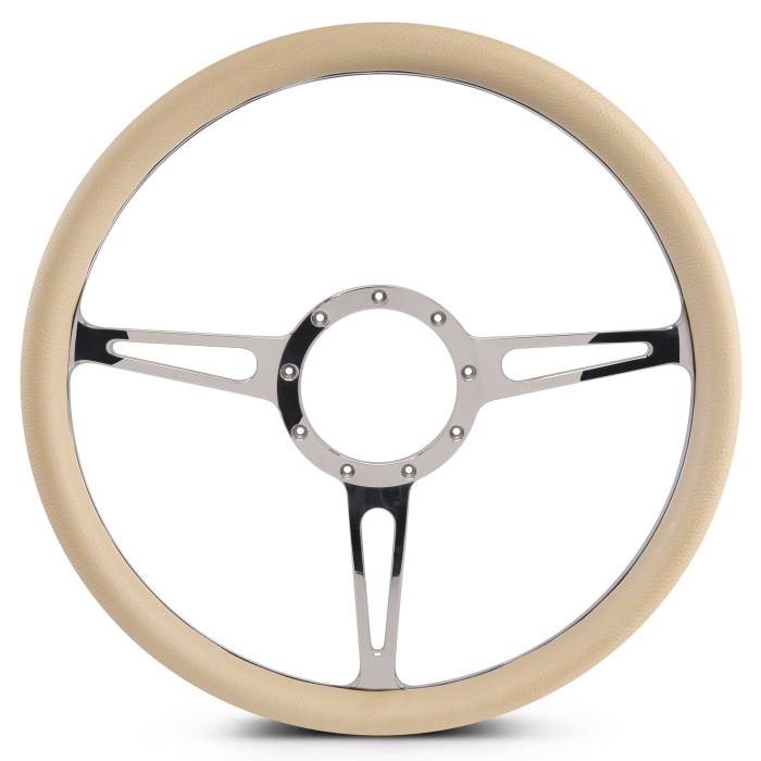 Eddie Motorsports - EMSMS140-35TCH - Steering Wheel Classic 15"Chrom/Tan Grip