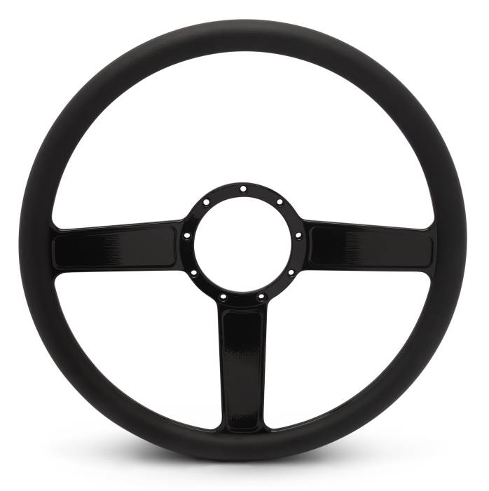 Eddie Motorsports - EMSMS140-38BK - Steering Wheel Linear 15"Blk/Blk Grip