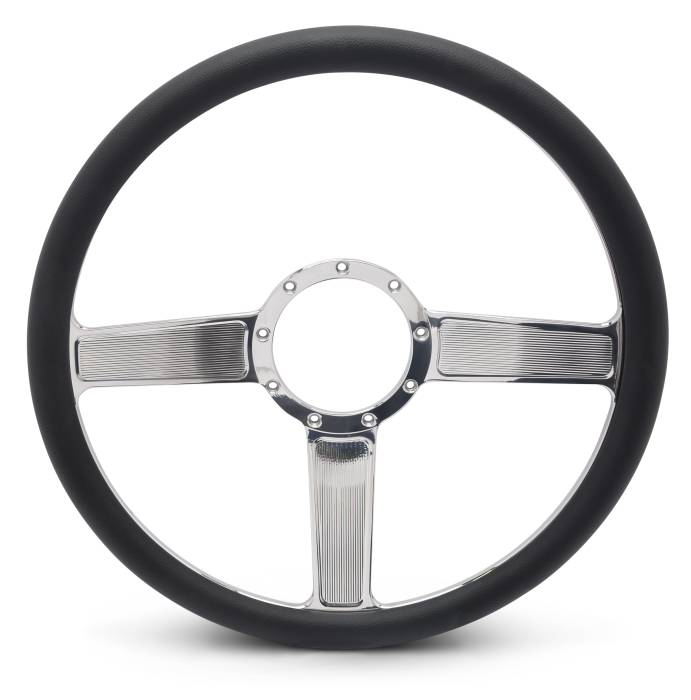 Eddie Motorsports - EMSMS140-38CH - Steering Wheel Linear 15"Chrome/Blk Grip