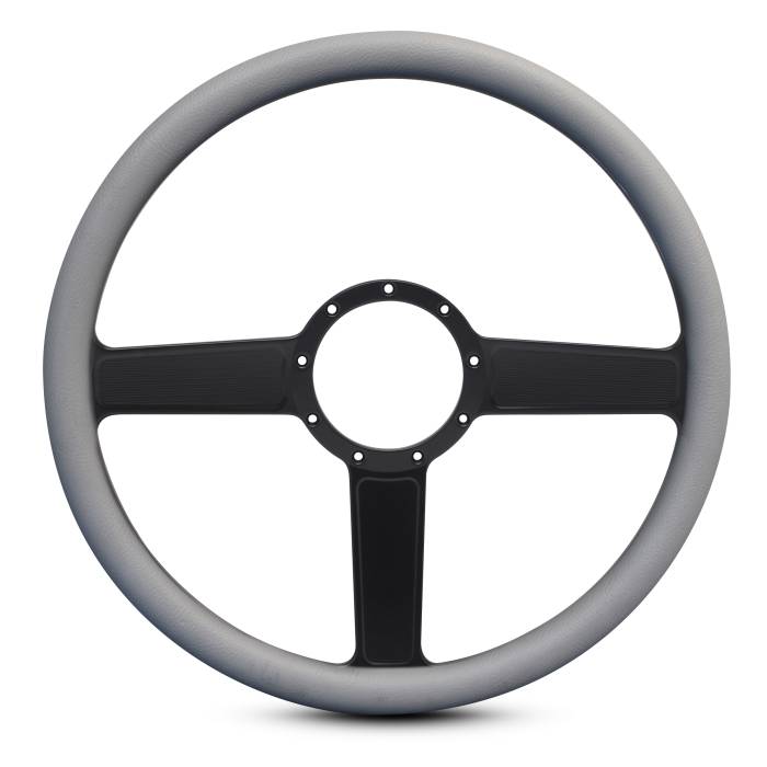 Eddie Motorsports - EMSMS140-38GMB - Steering Wheel Linear 15"Mtblk/Grey Grip