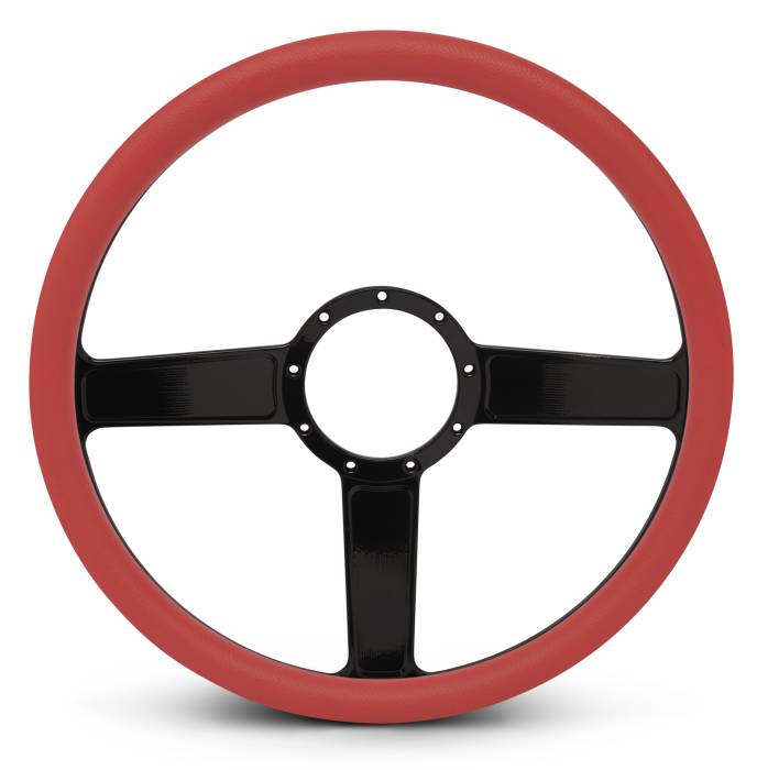 Eddie Motorsports - EMSMS140-38RBA - Steering Wheel Linear 15"Blkano/Red Grip