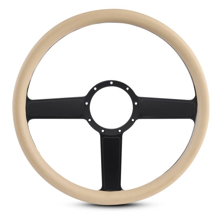 Eddie Motorsports - EMSMS140-38TMB - Steering Wheel Linear 15"Matblk/Tan Grip