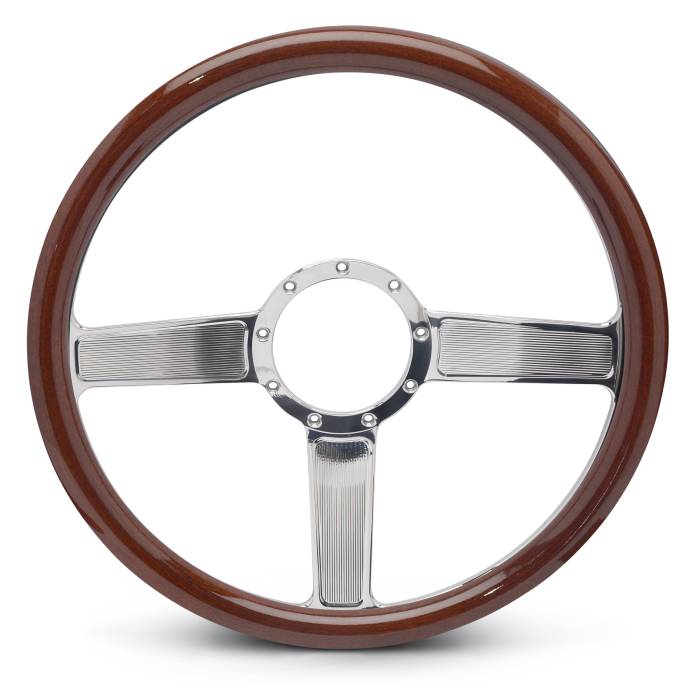 Eddie Motorsports - EMSMS140-38WCH - Steering Wheel Linear 15"Chrom/Wood Grip
