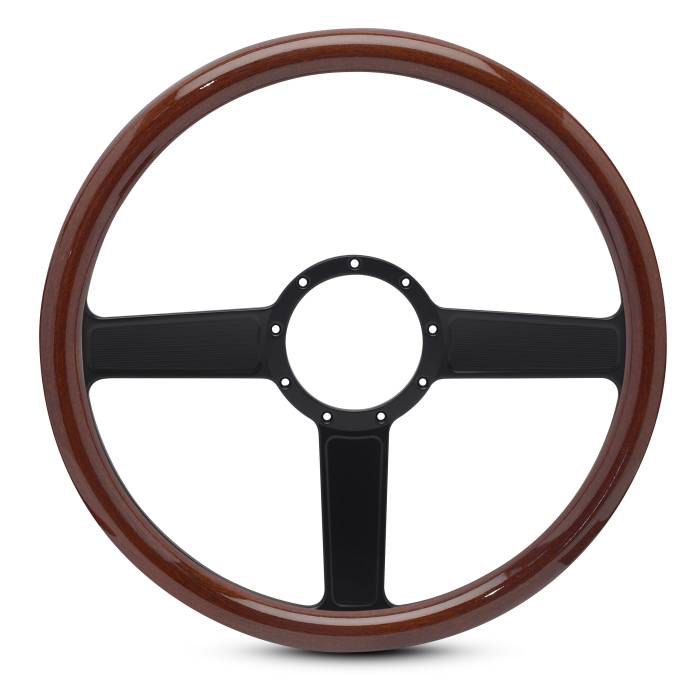 Eddie Motorsports - EMSMS140-38WMB - Steering Wheel Linear 15"Mtblk/Wood Grip