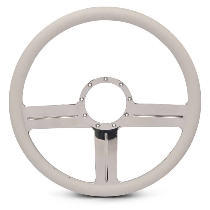 Eddie Motorsports - EMSMS140-39ECH - Steering Wheel G3 15"Chrome /Wht Grip