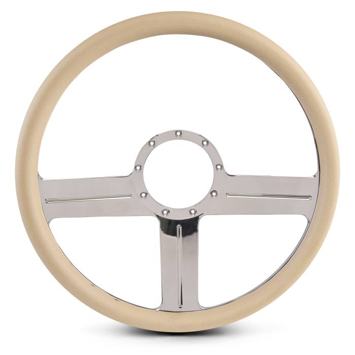 Eddie Motorsports - EMSMS140-39TCH - Steering Wheel G3 15"Chorme/Tan Grip