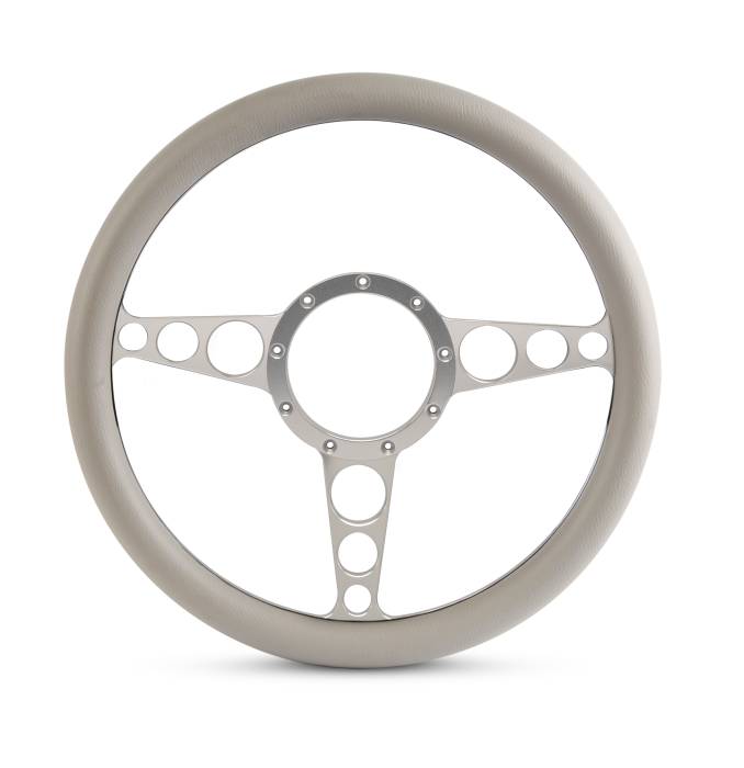 Eddie Motorsports - EMSMS140-50GCA - Steering Wheel Racer 14"Clrano/Grey Grip
