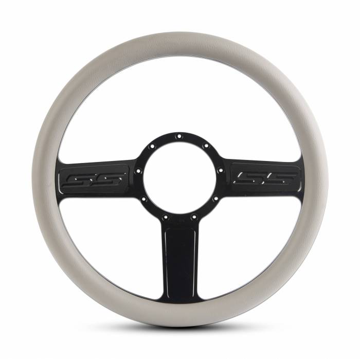Eddie Motorsports - EMSMS140-52GBA - Steering Wheel Ss 14"Black Ano/Grey Grip