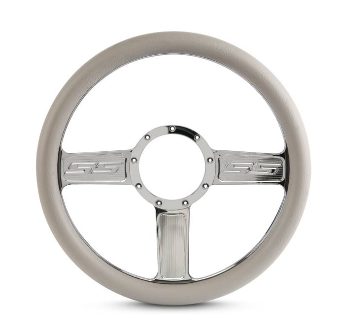 Eddie Motorsports - EMSMS140-52GCH - Steering Wheel Ss 14"Chrome/Grey Grip