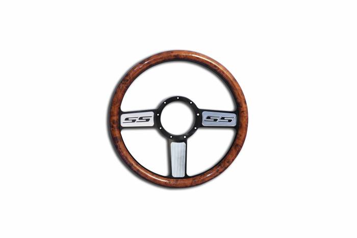 Eddie Motorsports - EMSMS140-52WHL - Steering Wheel Ss 14"Highlight/Wood Grip
