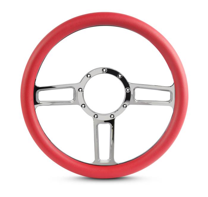 Eddie Motorsports - EMSMS140-54RCH - Steering Wheel Launch 14"Chrome/Red Grip