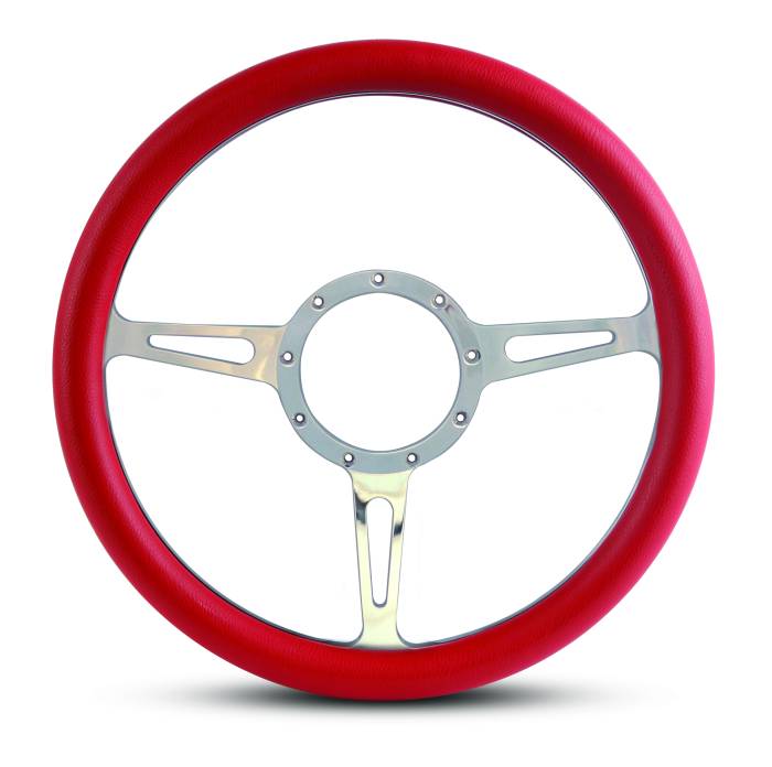 Eddie Motorsports - EMSMS140-55RP - Steering Wheel Classic 14"Pol/Red Grip