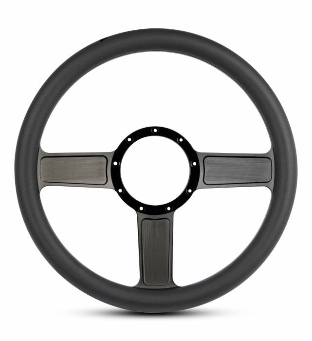 Eddie Motorsports - EMSMS140-58BA - Steering Wheel Linear 14"Blkano/Blk Grip
