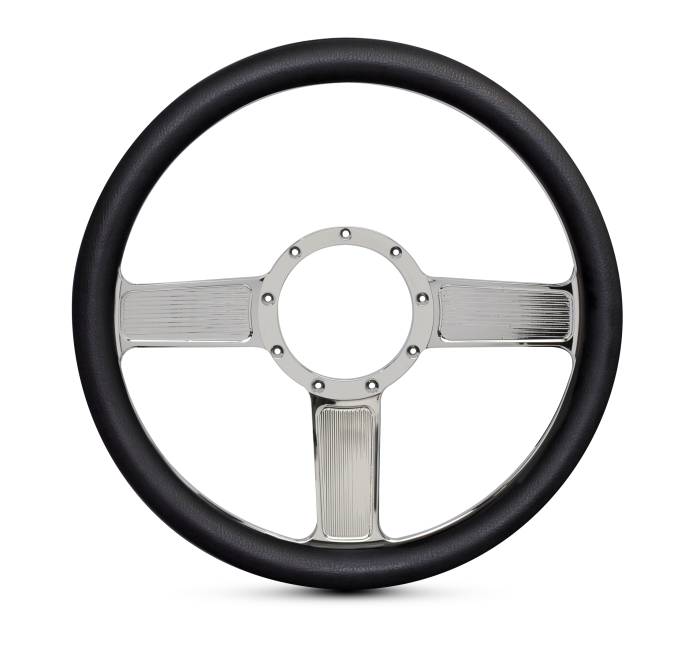 Eddie Motorsports - EMSMS140-58CH - Steering Wheel Linear 14"Chrome/Blk Grip