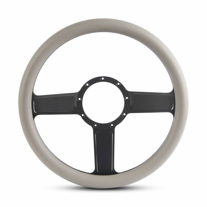 Eddie Motorsports - EMSMS140-58GBA - Steering Wheel Linear 14"Bkano/Grey Grip