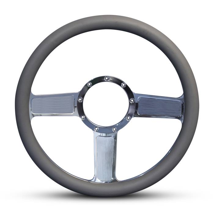 Eddie Motorsports - EMSMS140-58GP - Steering Wheel Linear 14"Pol/Grey Gri