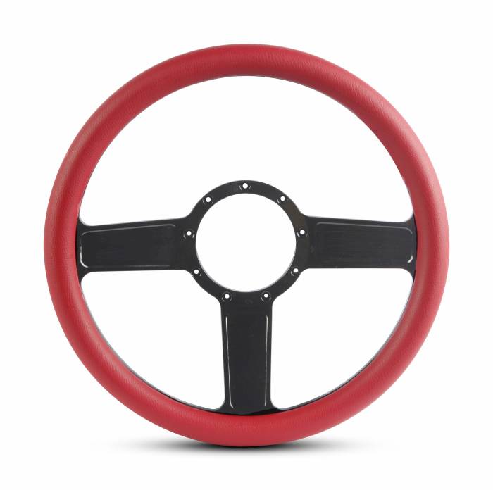 Eddie Motorsports - EMSMS140-58RBA - Steering Wheel Linear 14"Blkano/Red Grip