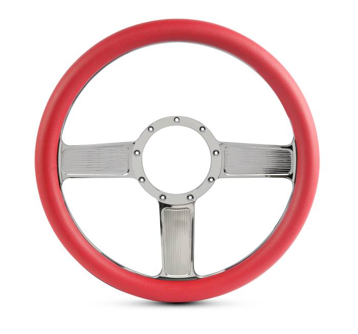 Eddie Motorsports - EMSMS140-58RCH - Steering Wheel Linear 14"Chrome/Red Grip