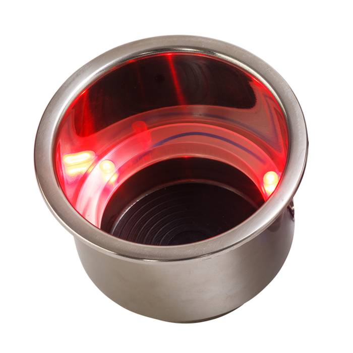 Eddie Motorsports - EMSMS281-90P - Cup Holder Ss Led(Red)Polished