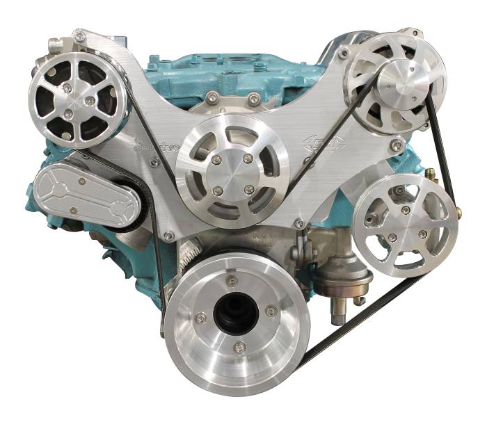 Eddie Motorsports - Eddie Motorsports Accessory Drive Pontiac 64-68 (with eight bolt water pump) S-Drive with Alt, A/C and P/S (with pump for remote reservoir) Raw Machined MS117-60RM
