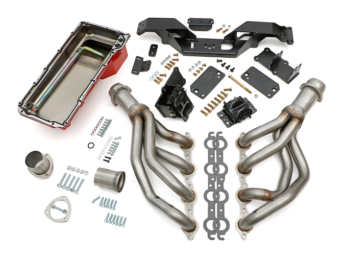 Trans-Dapt Performance  - LS Engine SWAP IN A BOX KIT for LS in 67-69 Camaro or Firebird with Auto Trans Raw Headers Stainless Steel 42211