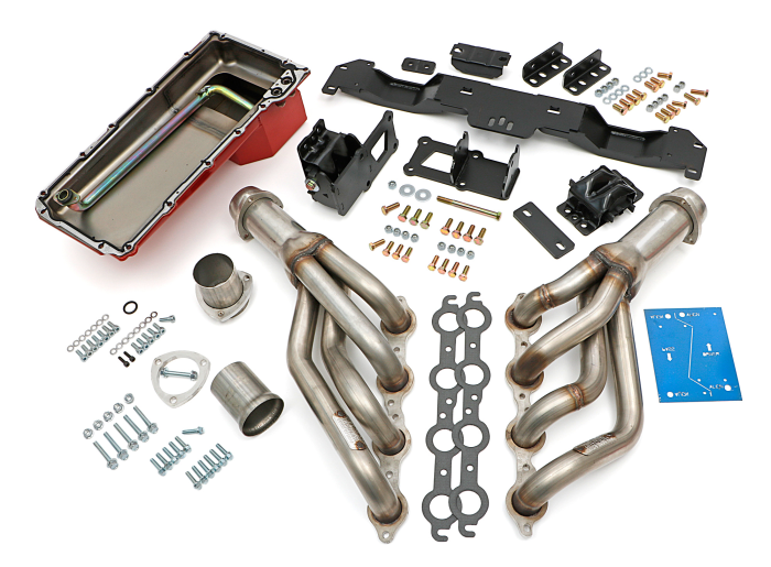 Trans-Dapt Performance  - LS Engine SWAP IN A BOX KIT with LS in 70-74 F-Body with Auto Trans and Raw Headers Stainless Steel Trans Dapt 42221