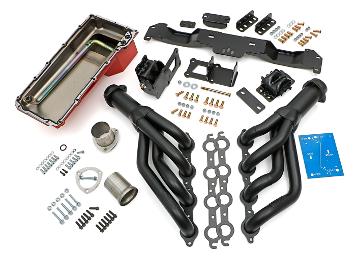 Trans-Dapt Performance  - LS Engine SWAP IN A BOX KIT for LS in 70-74 F-Body with Auto Trans and Black Maxx Ceramic Headers Stainless Steel Trans Dapt 42223