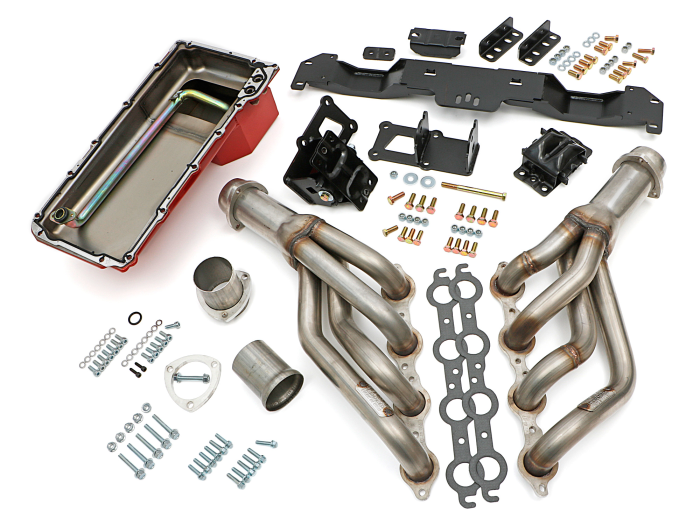 Trans-Dapt Performance  - LS Engine SWAP IN A BOX KIT for LS in 75-81 F-Body with Auto Trans and Raw Headers Stainless Steel Trans Dapt 42231