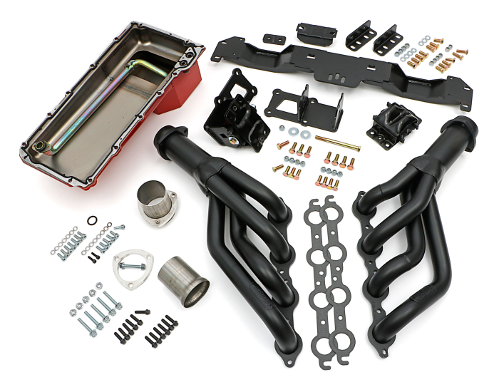 Trans-Dapt Performance  - LS Engine SWAP IN A BOX KIT for LS in 75-81 F-Body with Auto Trans and Black Maxx Ceramic Headers Stainless Steel Trans Dapt 42233