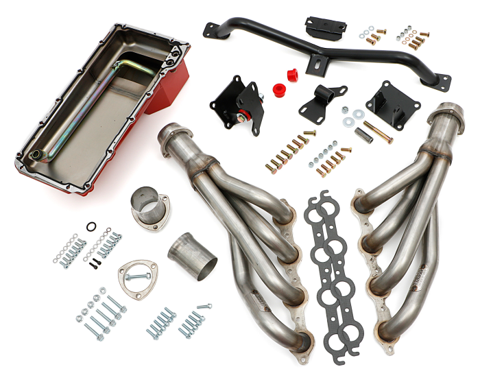 Trans-Dapt Performance  - LS Engine SWAP IN A BOX KIT for LS in 73-87 C10 or C20 Truck with Auto Trans Raw Headers Trans Dapt 42251