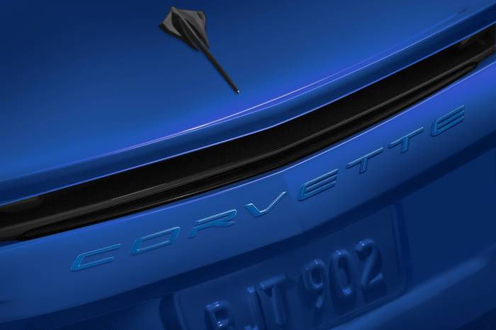 Chevrolet Performance Parts - 84313985 - 2020+ Corvette Script Emblem in Elkhart Lake Blue Metallic
