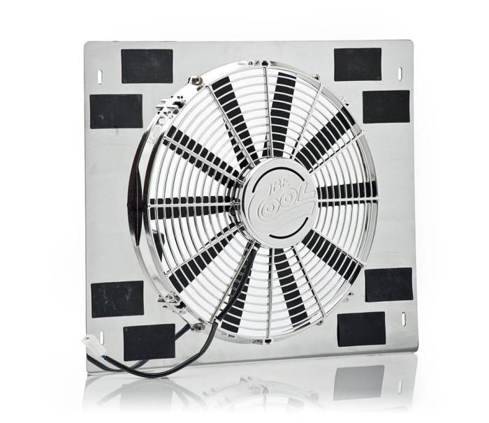 Be Cool Radiator - 16 Inch Medium Profile Puller Fan Show and Go Stainless Shroud w/Chrome Be Cool Radiator 75314
