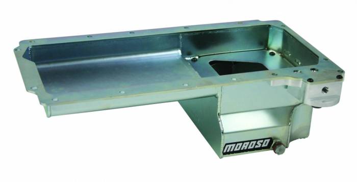 Moroso Performance - MOR20142 - Oil Pan, GM LS, Early F-Body, Rear Sump, Road Race, Spin-On Oil Filter Adapter, Steel, Wet Sump, 7 Quart Capacity, 6" deep