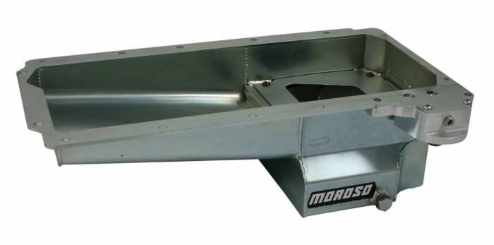 Moroso Performance - MOR20143 - Oil Pan, GM LS, Swap, Rear Sump, Road Race, Spin-On Oil Filter Adapter, Steel, Wet Sump, 7 Quart Capacity, 6" deep, Early F-Body