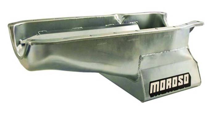 Moroso Performance - MOR20201 - Oil Pan, SBC 80-85 With Passenger Side Dip Stick, Dart SHP, 8.25 In. Deep T-Sump, Windage Tray