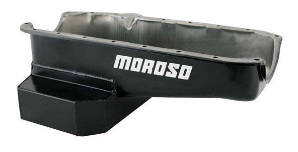 Moroso Performance - MOR21316 - Fits: GM 1978-'87 Metric Chassis, aftermarket and Camaro front ends. Oil Pan, Steel, Clear Zinc, Kicked-Out Sump. Engine Application: Pre-1980 blocks with driver-side dipstick