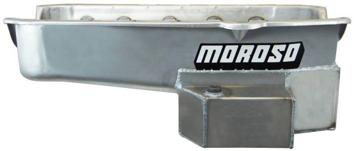 Moroso Performance - MOR21813 - SBC Pre- 1980 Engine Blocks with two Piece Seal/Driver Side Dipstick, 7.5" Deep, Road Race Baffled