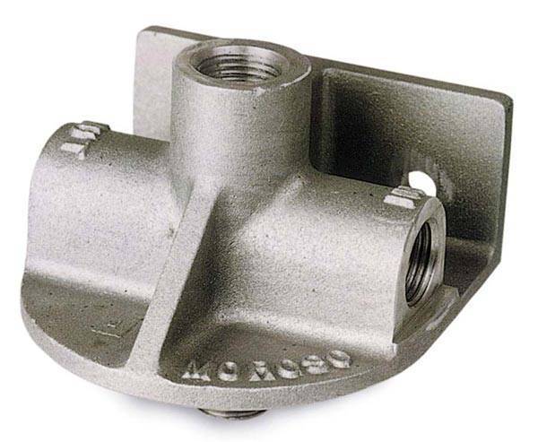 Moroso Performance - MOR23750 - Moroso Remote Oil Filter Mount, Accepts Chevy V8 type spin-on oil filters. Flow direction: inlet right side, outlet left side
