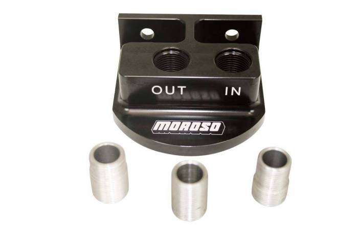 Moroso Performance - MOR23767 - Remote Spin-On Oil Filter Adapter, Accepts 13/16 IN., 3/4 IN., 22MM