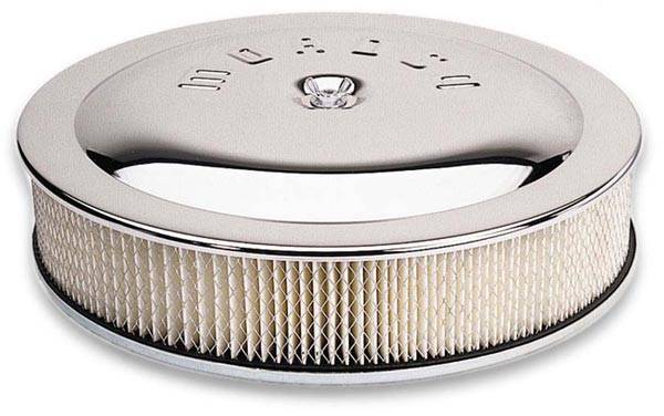 Moroso Performance - MOR65911 - Moroso Flat Bottom Racing Air Cleaner, 14" Diameter with 3" Filter, Chrome, PCV Adapter Included