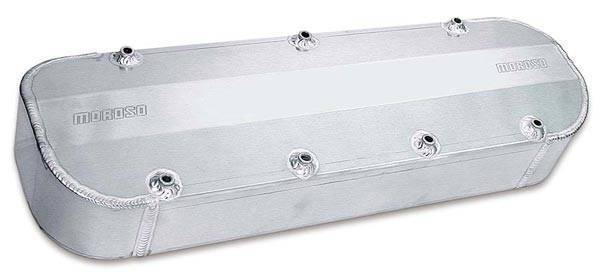 Moroso Performance - MOR68333 - Fabricated Aluminum Valve Cover, Tall, Includes Mounting Hardware, Pro-Stock Symmetrical-Port Bowtie Cylinder Heads No. 10051128 and Stock BBC