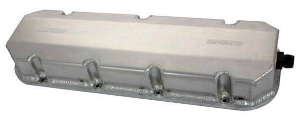 Moroso Performance - MOR68356 - Fabricated Aluminum Valve Cover, Symmetrical-port Bowtie and Stock Cylinder heads, BBC