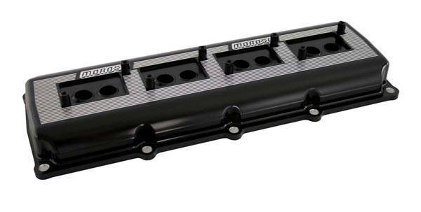 Moroso Performance - MOR68468 - Billet Aluminum Valve Cover, Anodized Black with machined ribs, Chrysler 5.7, 6.1 and 6.4