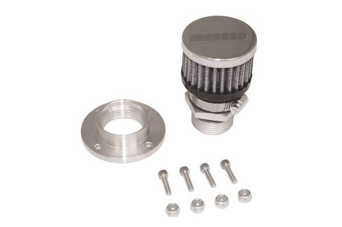 Moroso Performance - MOR68854 - Non-Weld Valve Cover Breather Kit, 1" Breather, Chrome Finish