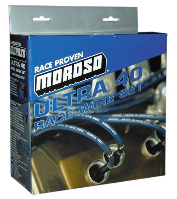 Moroso Performance - MOR73614 -  Ignition Wire Set, Ultra 40, Sleeved, BBC Non-HEI, Straight, Blue