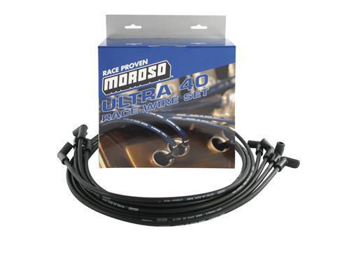 Moroso Performance - MOR73713 - Moroso Ultra 40 Race Wire BBC, 90 Degree Plug, Non-HEI, Unsleeved, Routes Under Header