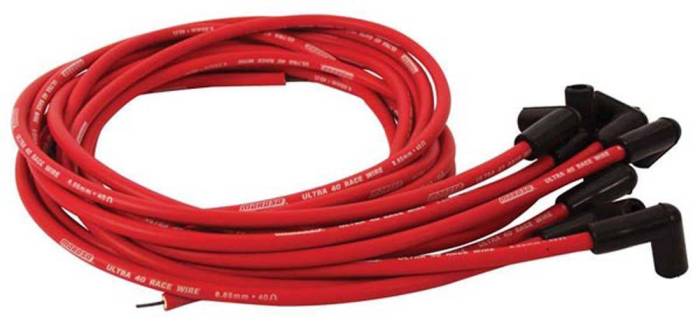 Moroso Performance - MOR73810 - Ultra 40 Universal Wire Set, Red Wire, Unsleeved, 90 Deg. Boots