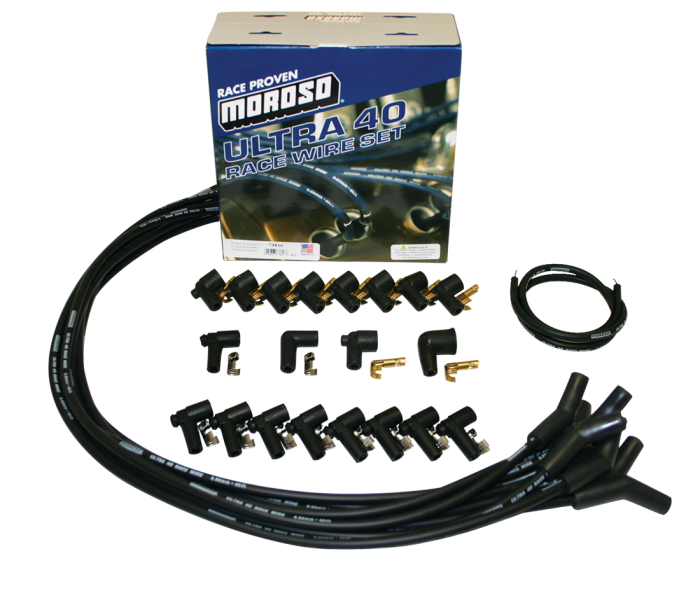 Moroso Performance - MOR73816 - Ultra 40 Universal Wire Set, Black Wire, 135 Deg. Boots