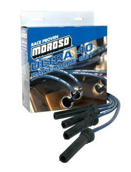 Moroso Performance - MOR73826 - Moroso Ultra 40 Race Wire Custom Fit Set - GM LS Series, Coil-On-Plug, Straight, Long (12"), Sleeved, Black