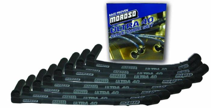 Moroso Performance - MOR73845 - Ultra 40 Custom Fit Wire Set, 15", Black Wire, Sleeved, For GM LS Series Billet Aluminum Valve Covers